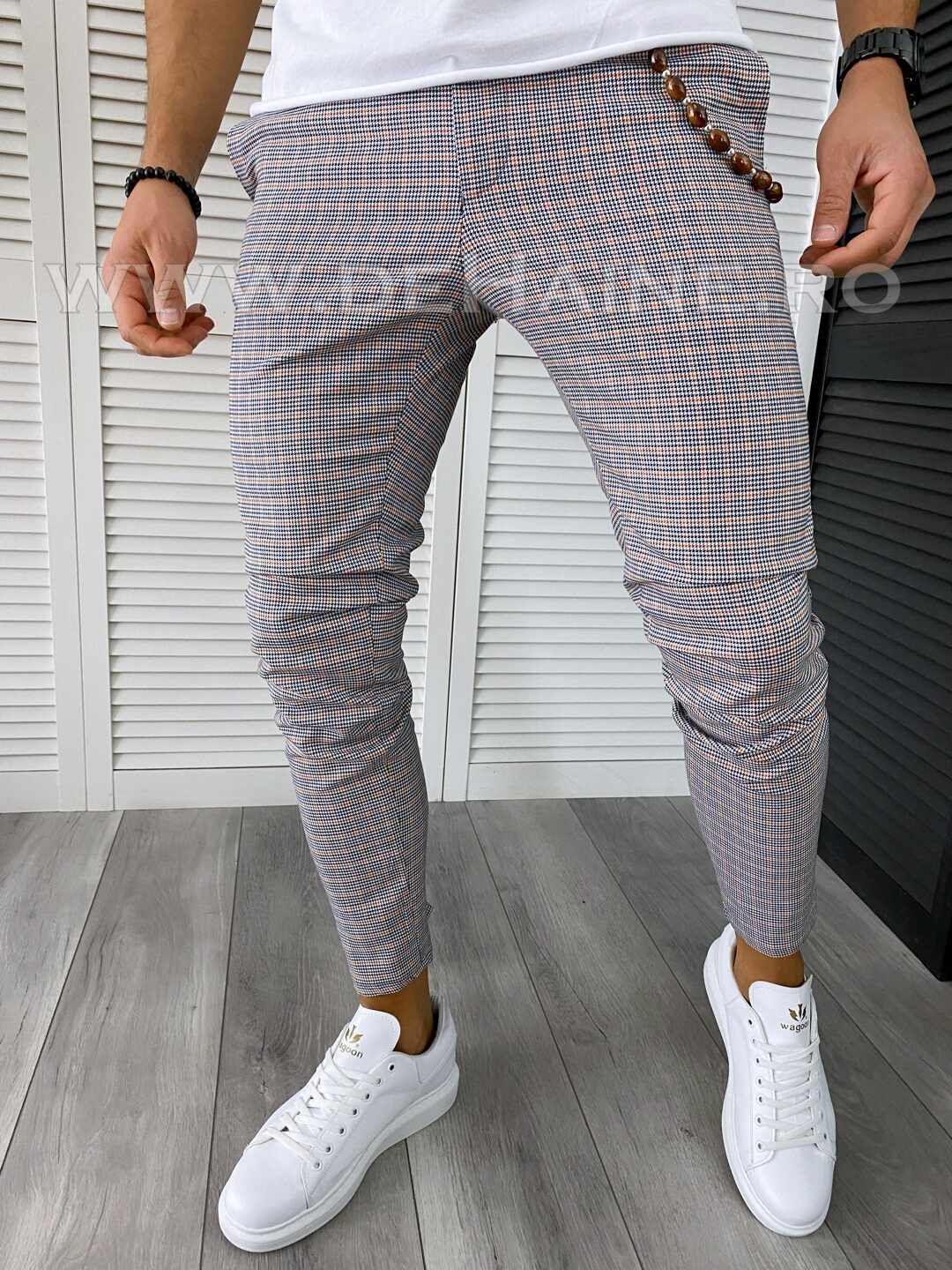 Pantaloni barbati casual regular fit in carouri B1552 E