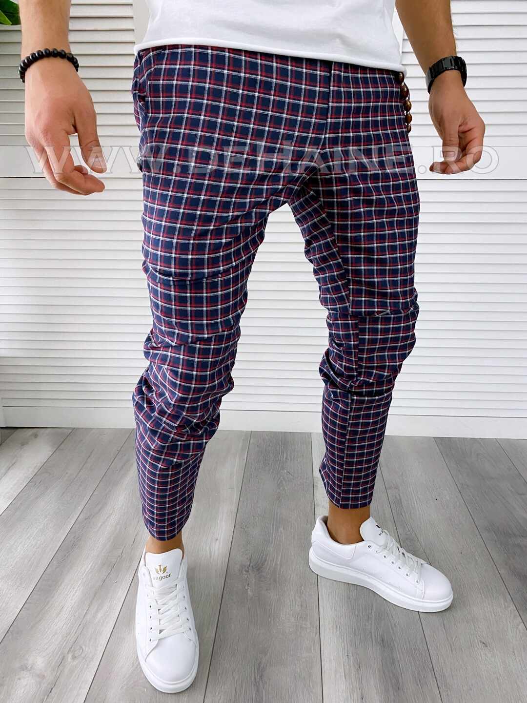 Pantaloni barbati casual regular fit in carouri B1727 E