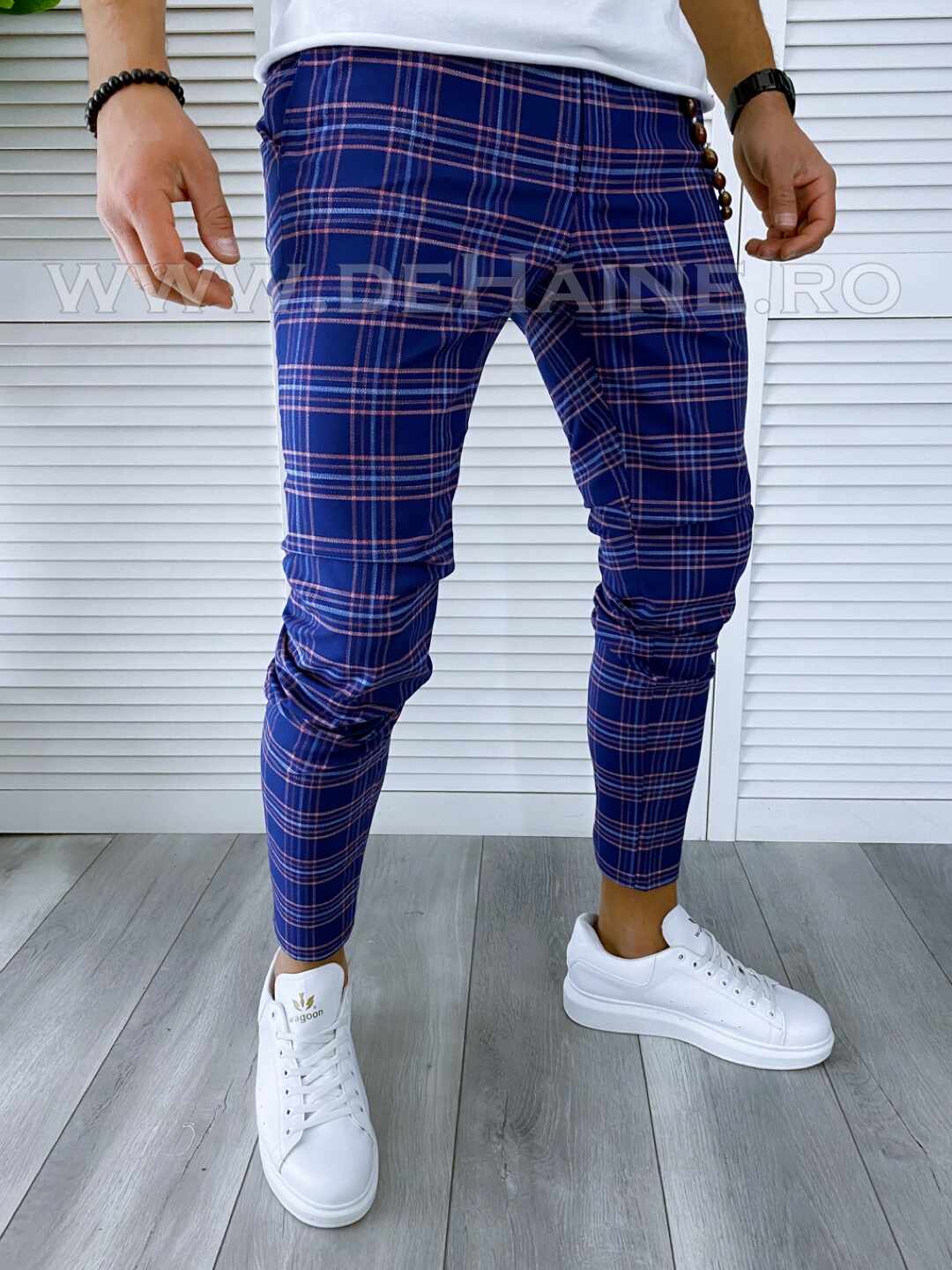 Pantaloni barbati casual regular fit in carouri B1738 e 