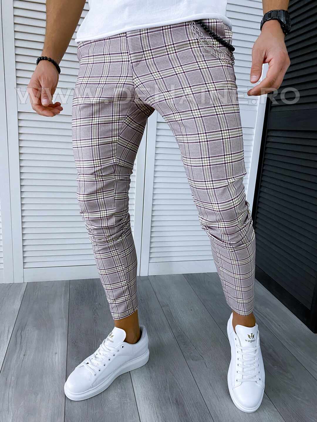Pantaloni barbati casual regular fit in carouri B1928 e 