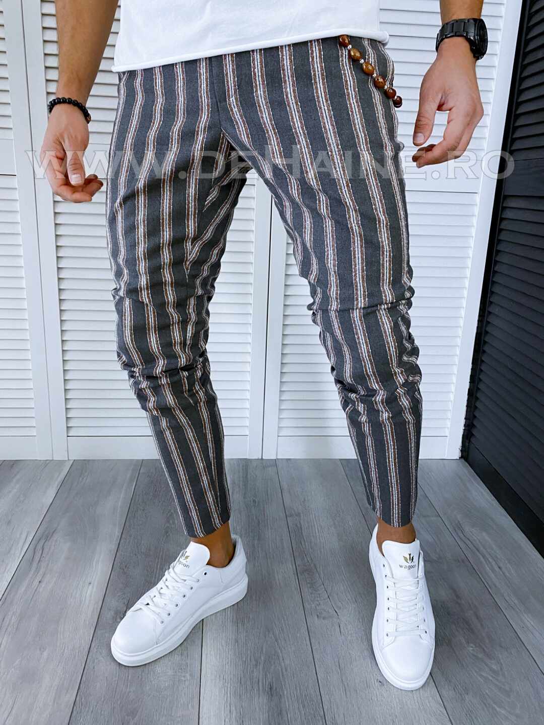 Pantaloni barbati casual regular fit in dungi B1547 e 