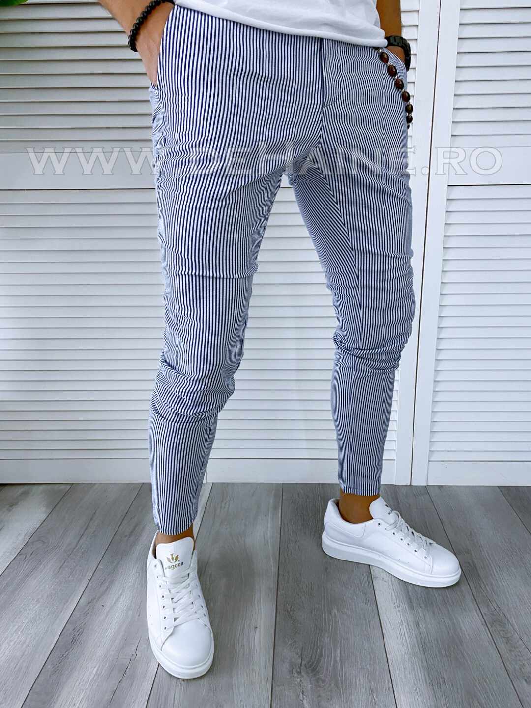 Pantaloni barbati casual regular fit in dungi B1852 e 