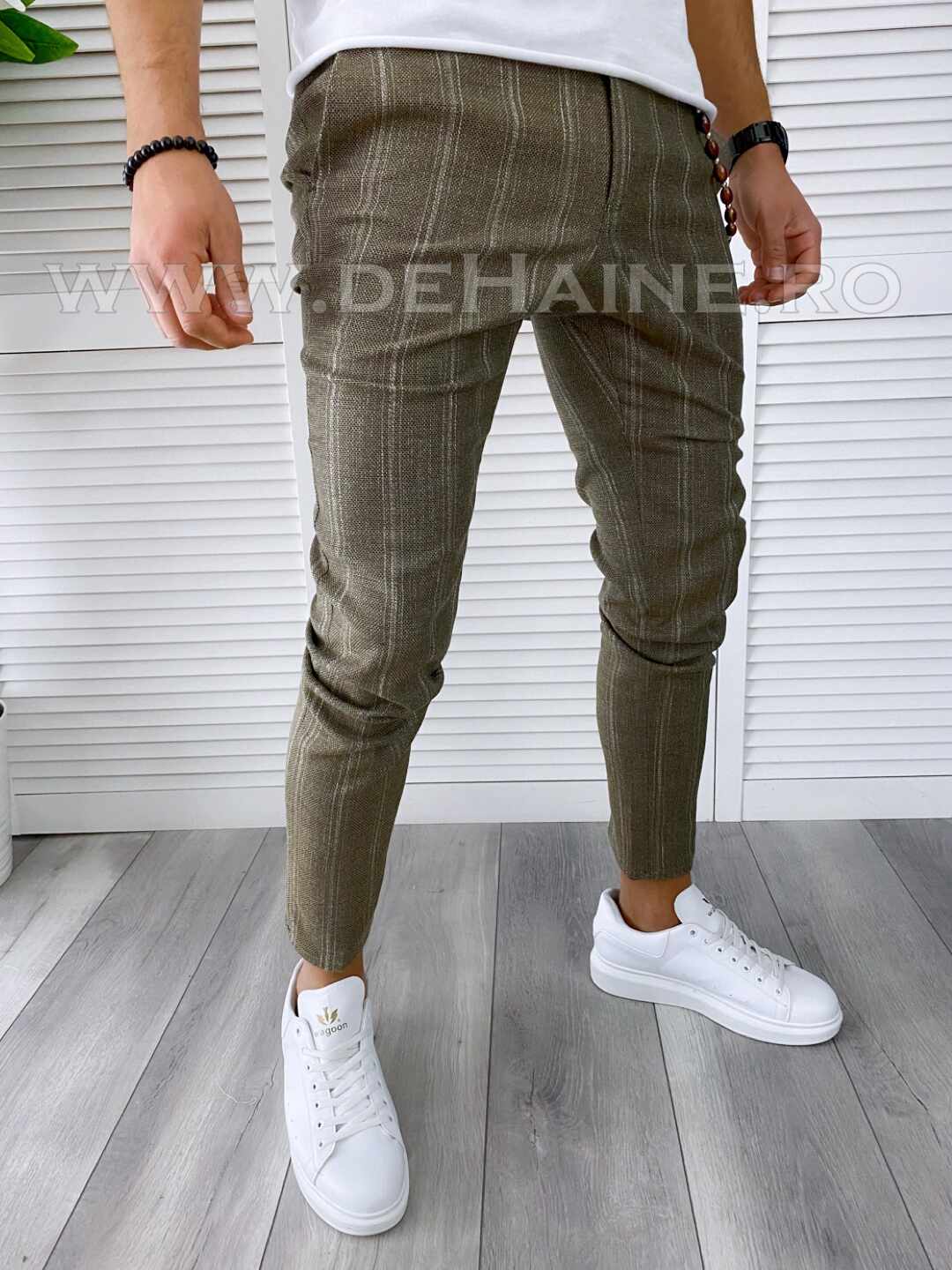 Pantaloni barbati casual regular fit in dungi B1858 e 