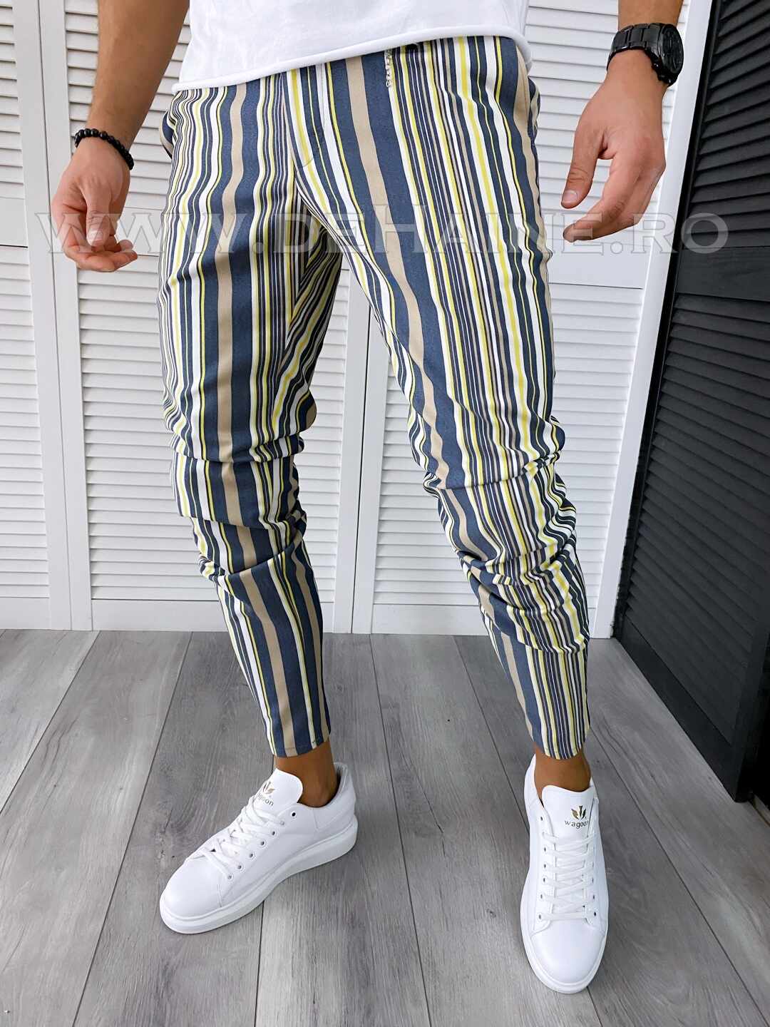 Pantaloni barbati casual regular fit in dungi B1864 e