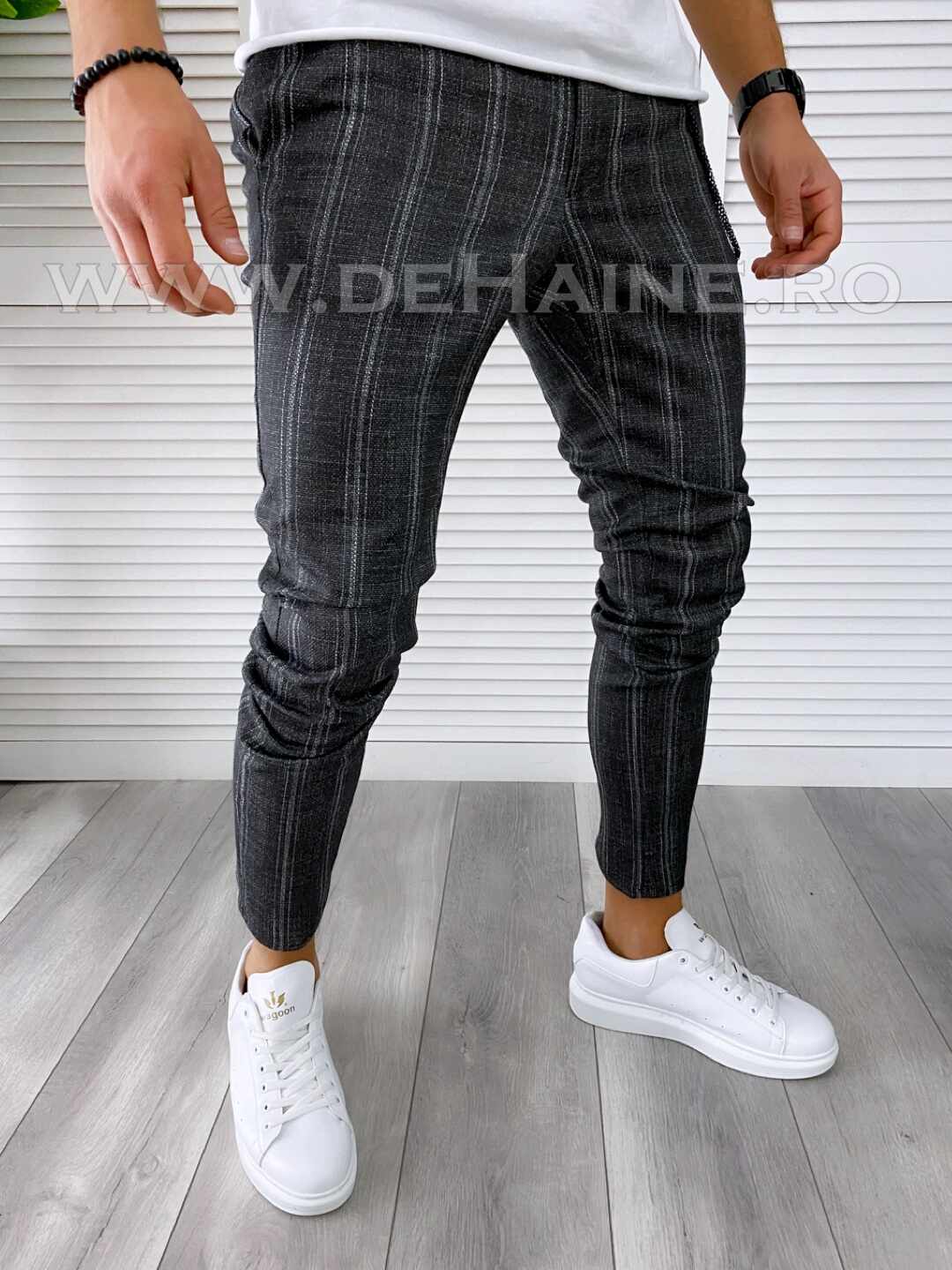 Pantaloni barbati casual regular fit negri B1551 e 