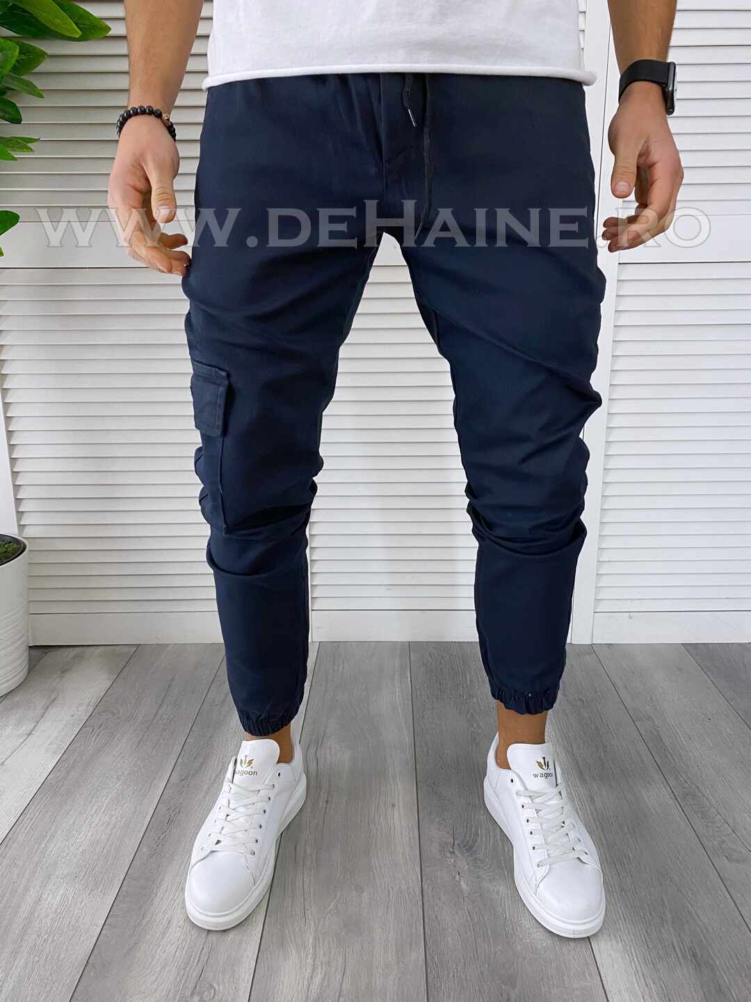Pantaloni barbati casual bleumarin B7202
