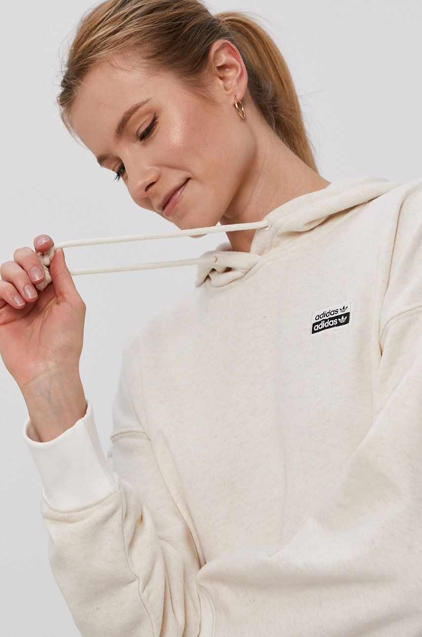 Adidas Originals Bluză femei, culoarea crem, material neted