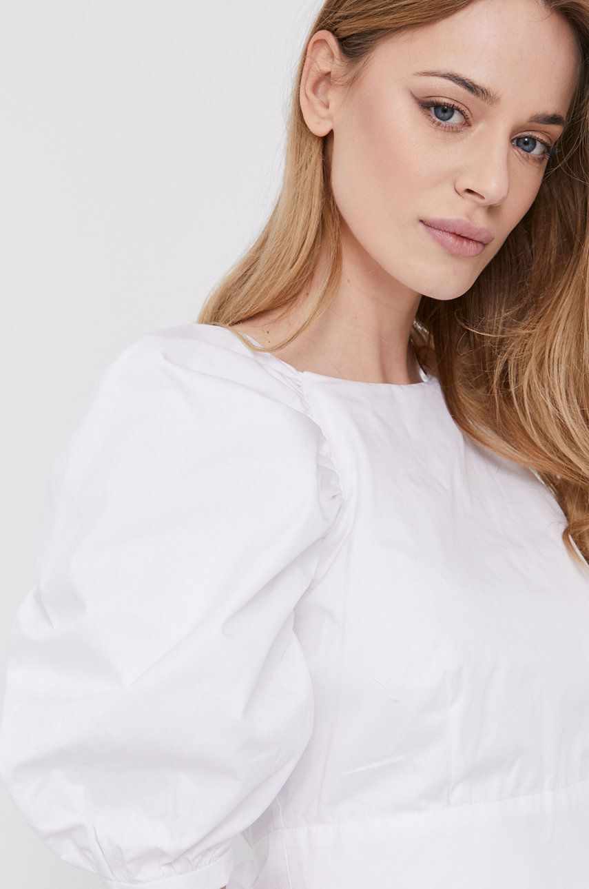 Bardot Bluză din bumbac femei, culoarea alb, material neted