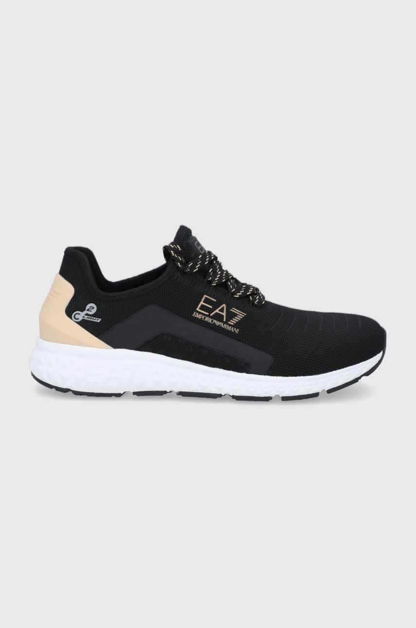EA7 Emporio Armani Pantofi culoarea negru, cu toc plat