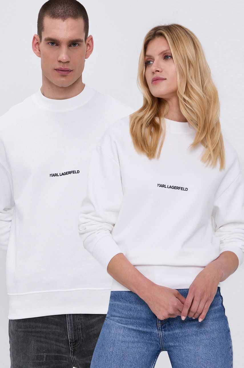 Karl Lagerfeld Bluză culoarea alb, material neted