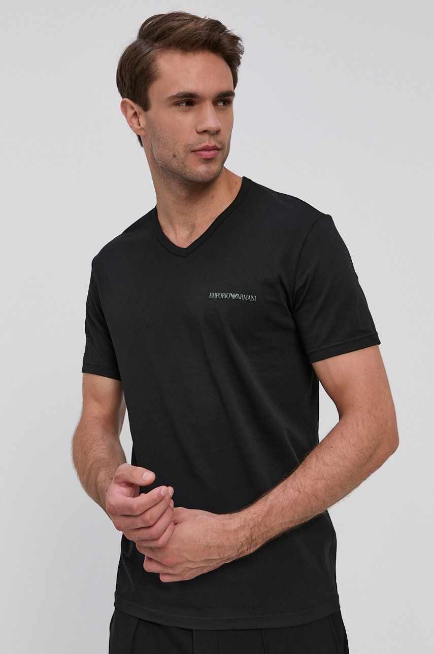 Emporio Armani Underwear Tricou (2-pack) bărbați, culoarea negru, material neted