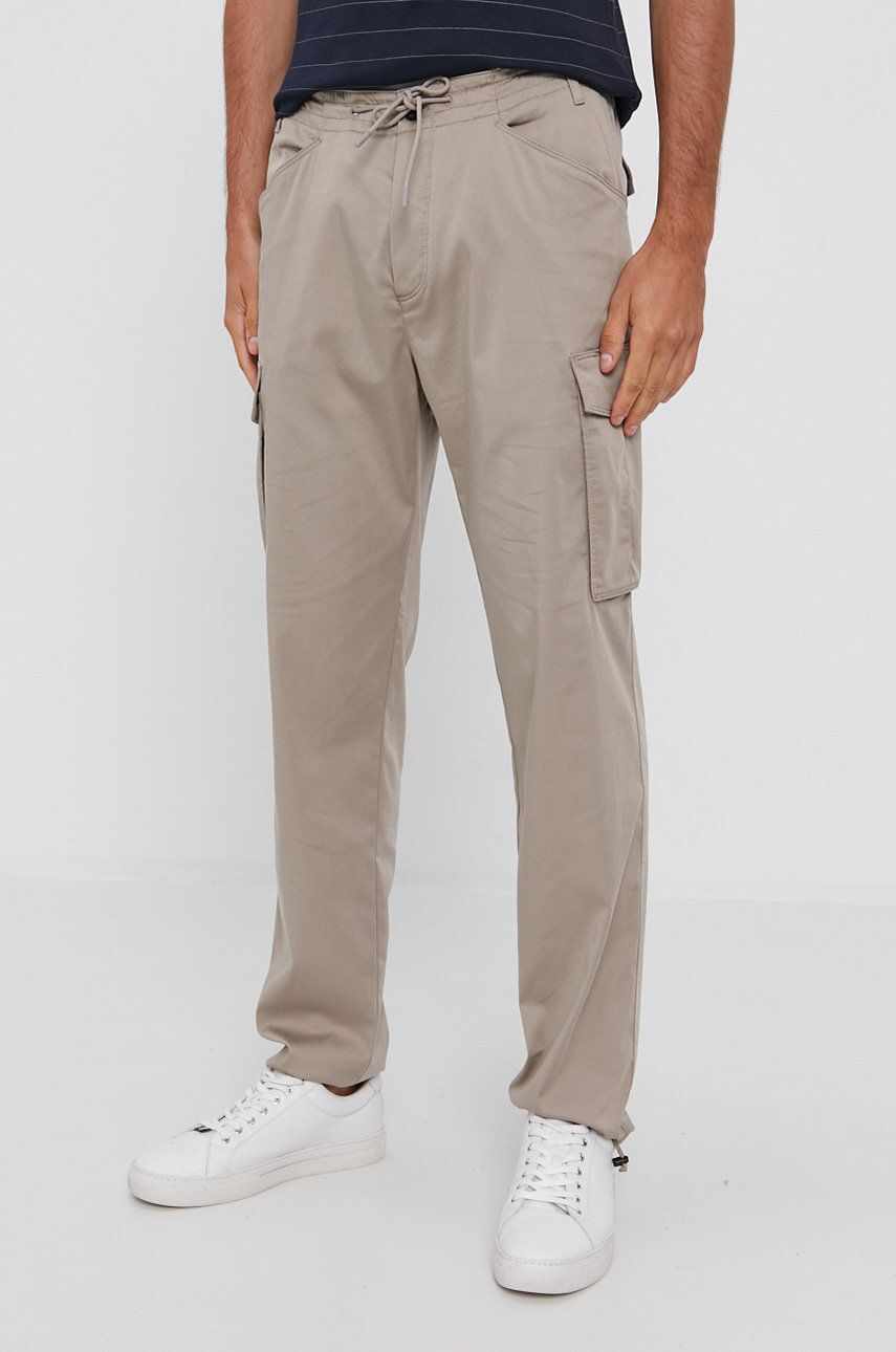 Sisley Pantaloni bărbați, culoarea gri, model drept