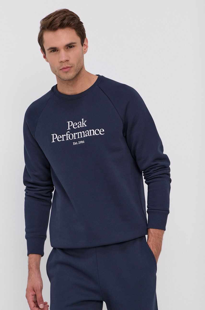Peak Performance Bluză bărbați, culoarea albastru marin, melanj