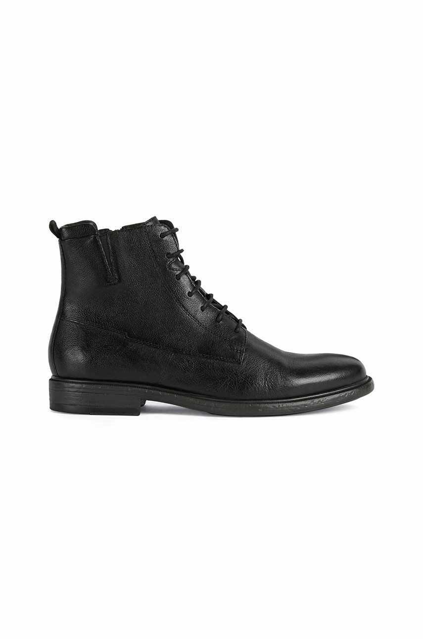Geox Pantofi înalți de piele bărbați, culoarea negru
