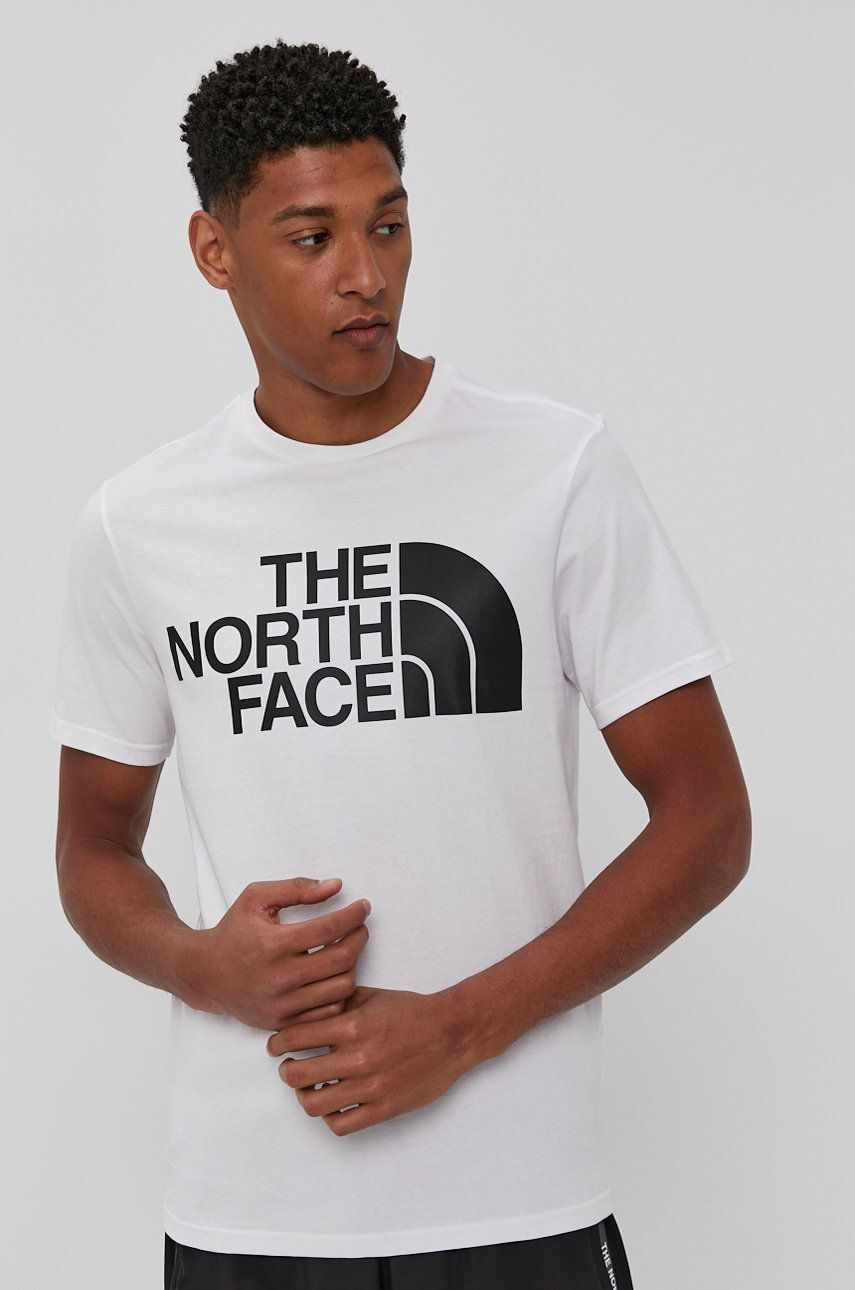 The North Face Tricou bărbați, culoarea alb, cu imprimeu