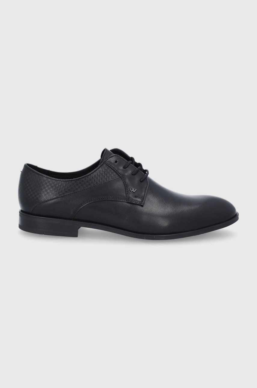 Wojas Pantofi de piele bărbați, culoarea negru