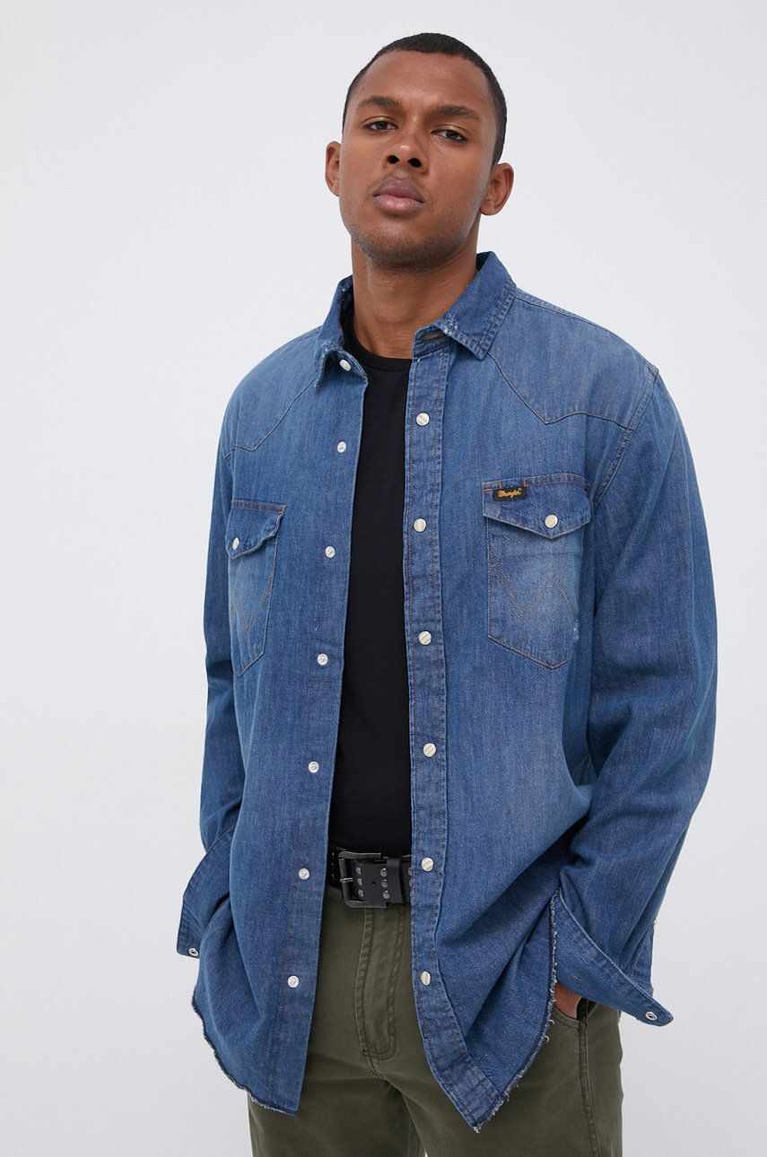 Wrangler Cămașă jeans bărbați, cu guler clasic, regular