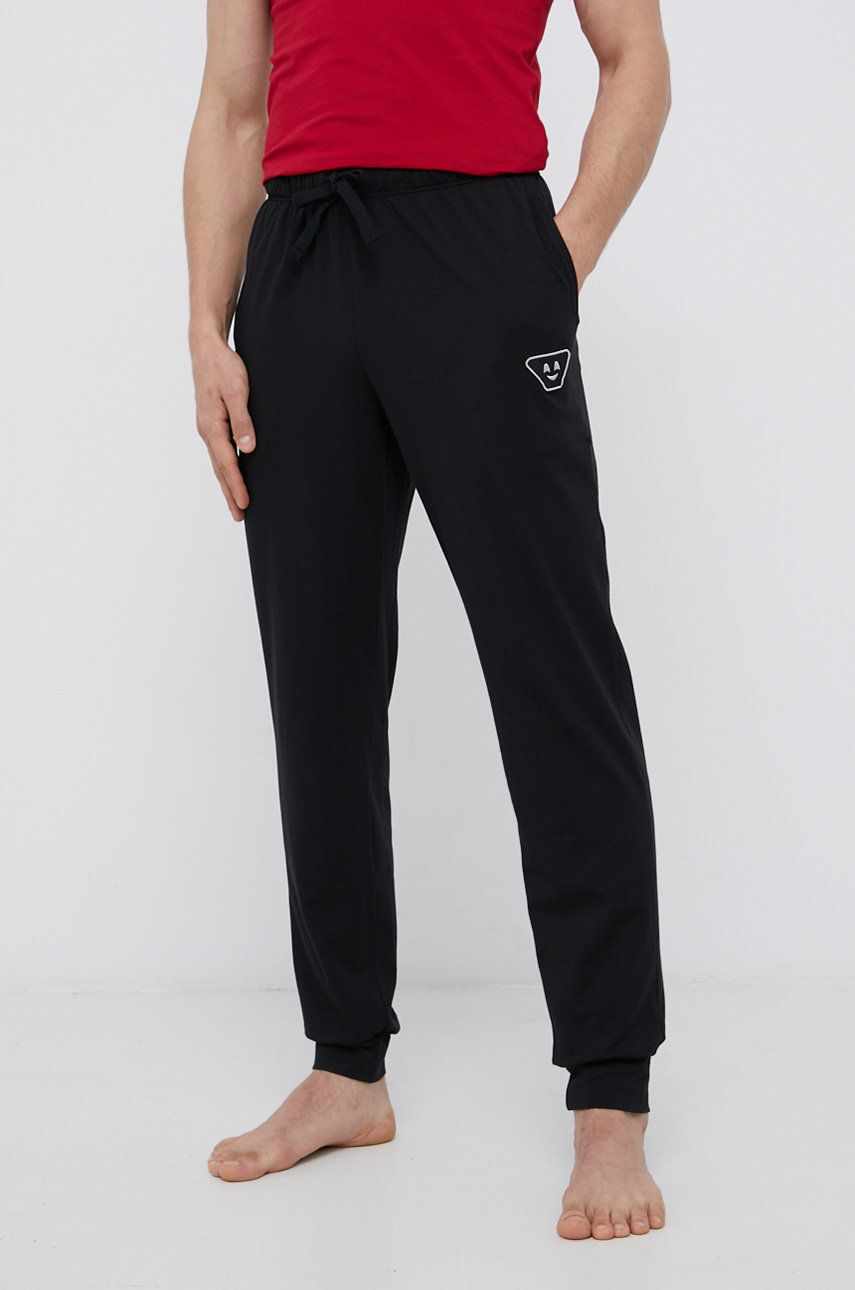 Emporio Armani Underwear Pantaloni de pijama bărbați, culoarea negru, cu imprimeu