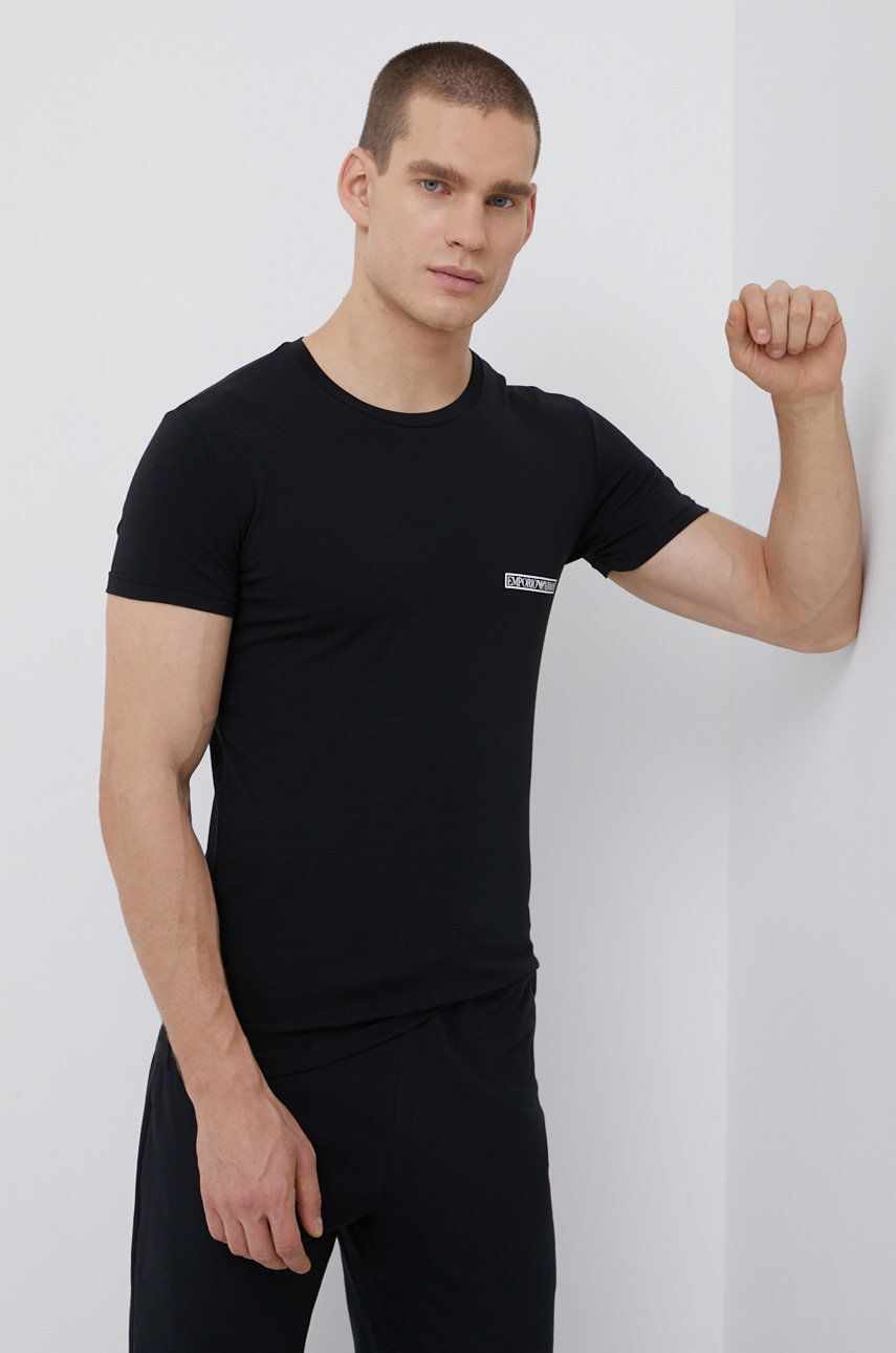 Emporio Armani Underwear Tricou bărbați, culoarea negru, material neted