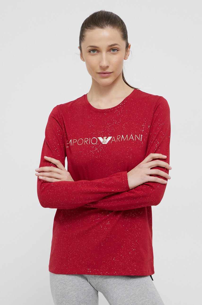 Emporio Armani Underwear Longsleeve de pijama femei, culoarea rosu