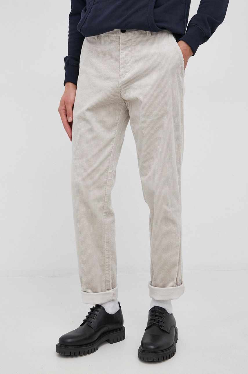 Sisley Pantaloni de catifea cord bărbați, culoarea gri, model drept