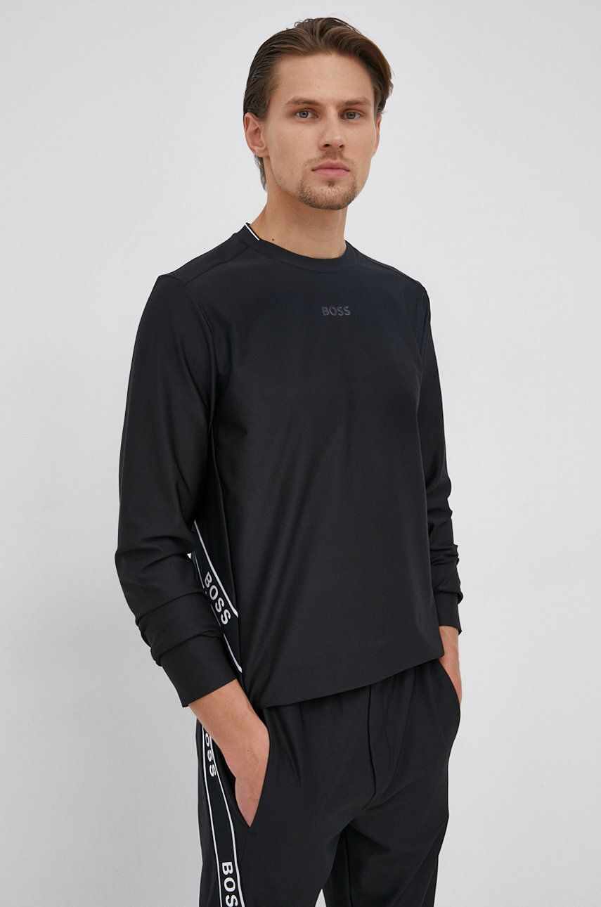 Boss Bluză Athleisure bărbați, culoarea negru, cu imprimeu