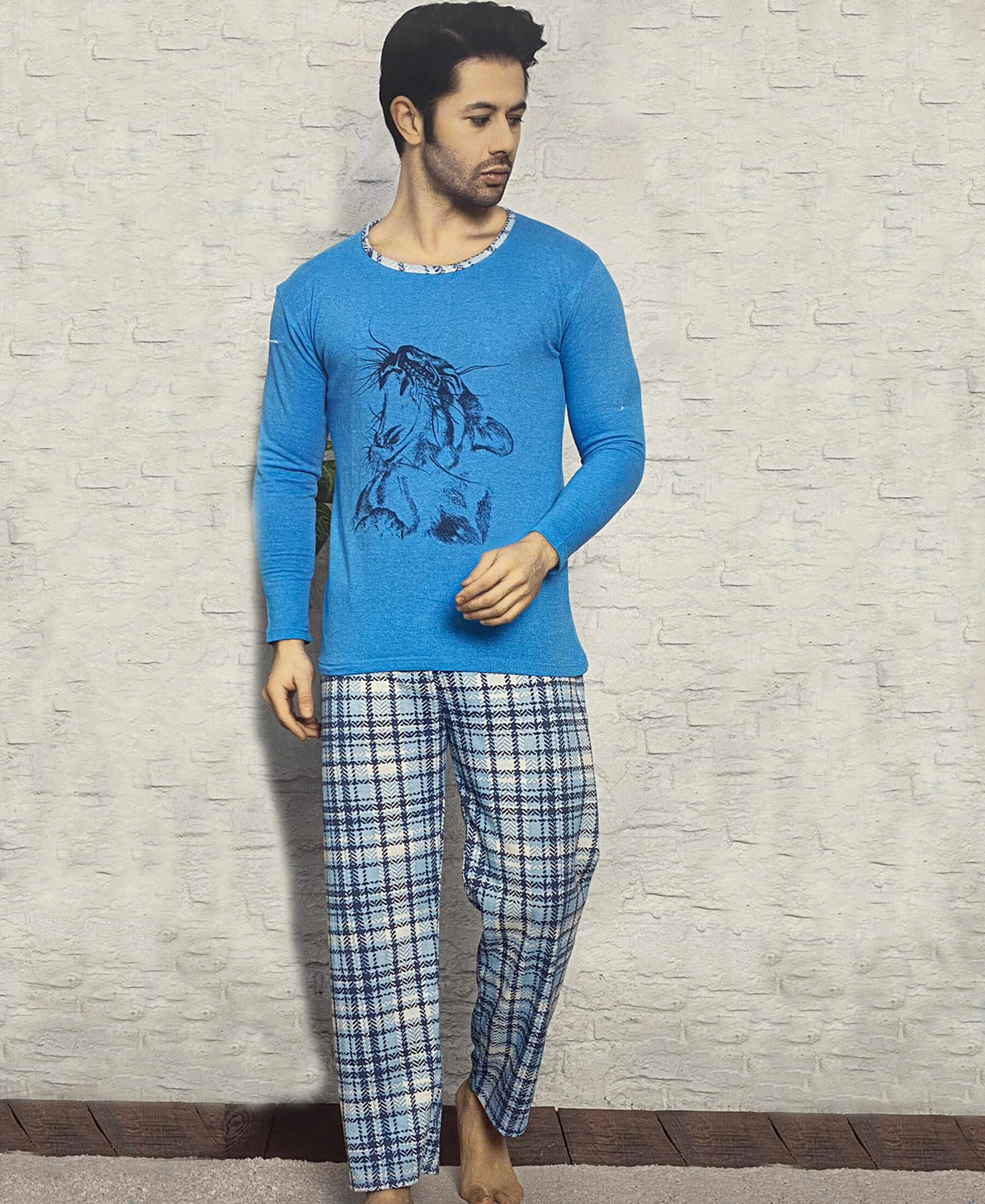 Pijama bleu Tiger pentru barbat - cod HP1200