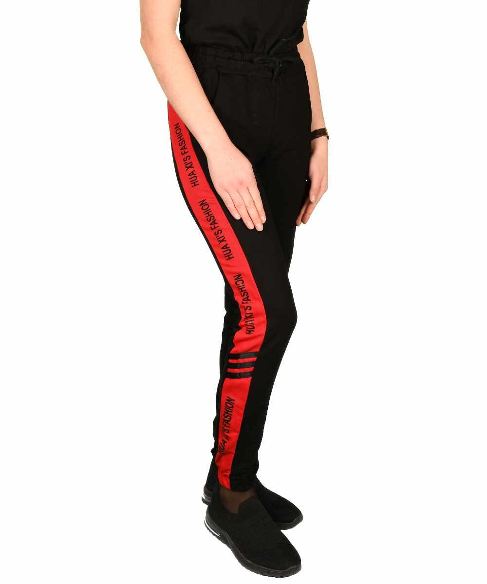 Pantaloni negru cu rosu HUA FASHION - cod 41158