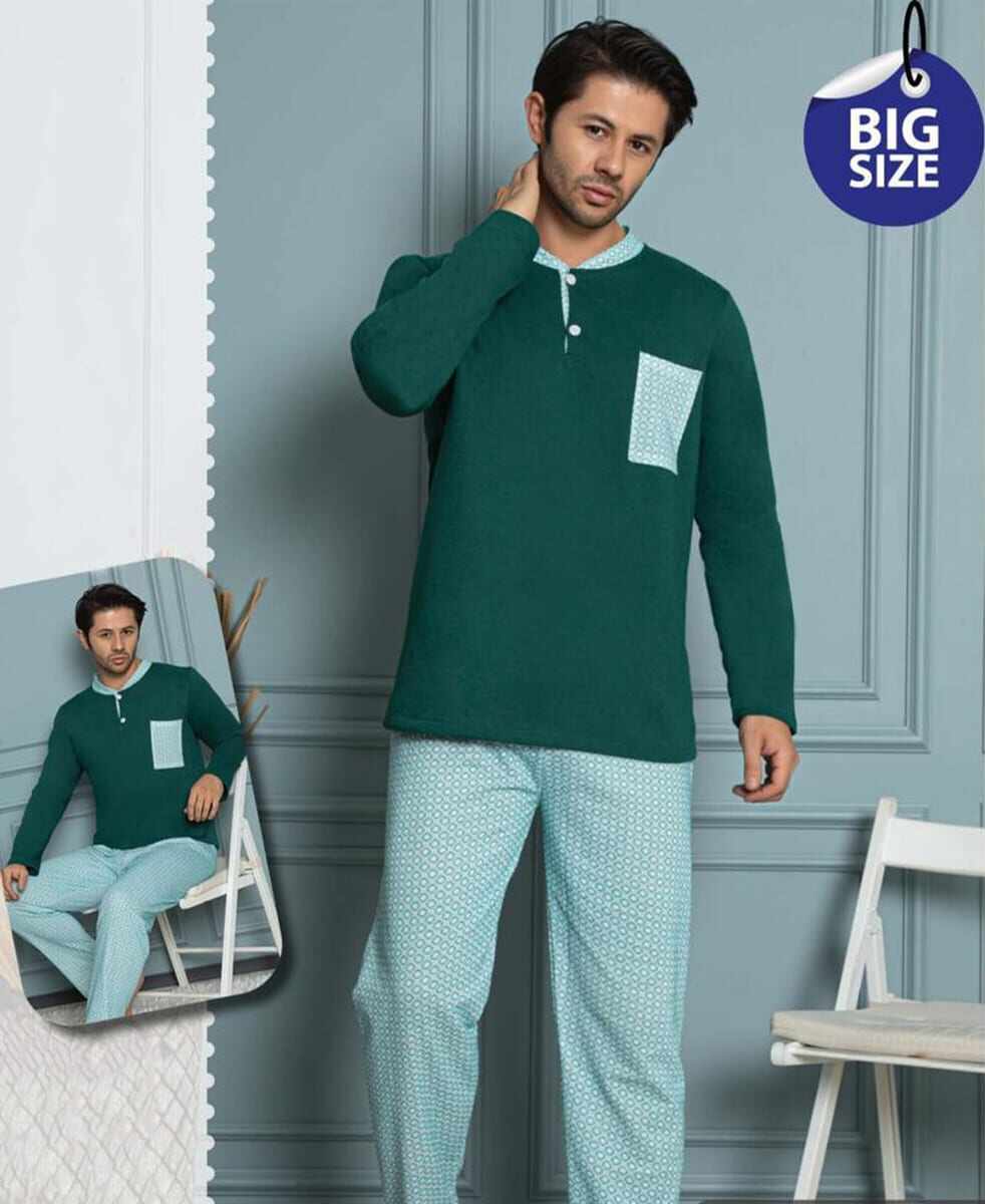 Pijama vatuita verde in carouri - cod 45111