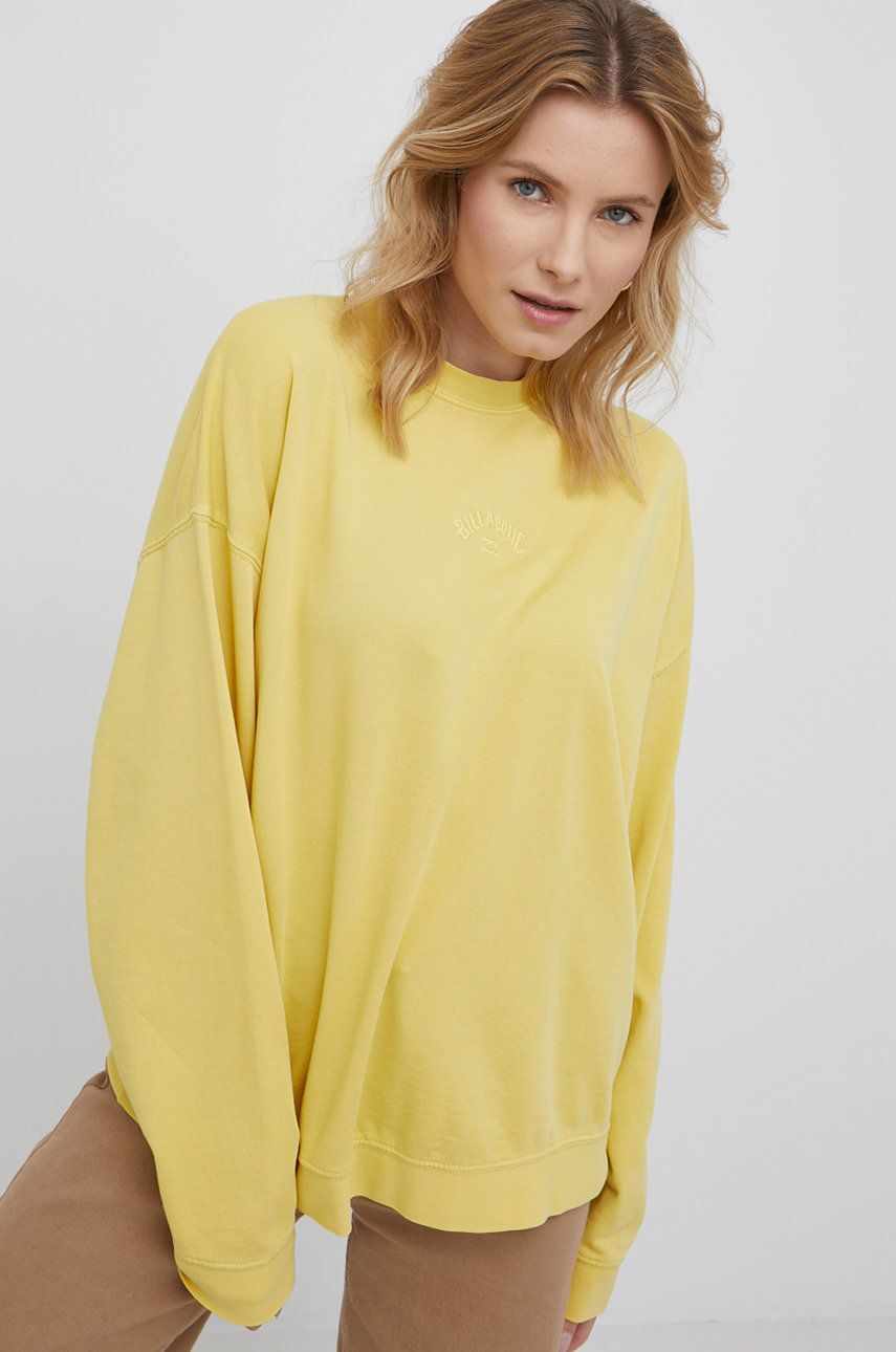 Billabong bluza femei, culoarea galben, neted
