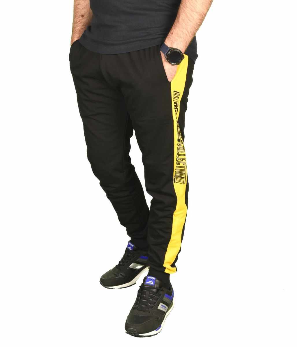 Pantaloni de trening negru cu galben Sport - cod 41334