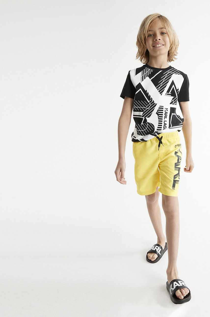 Karl Lagerfeld pantaloni scurti de baie copii culoarea galben, cu imprimeu