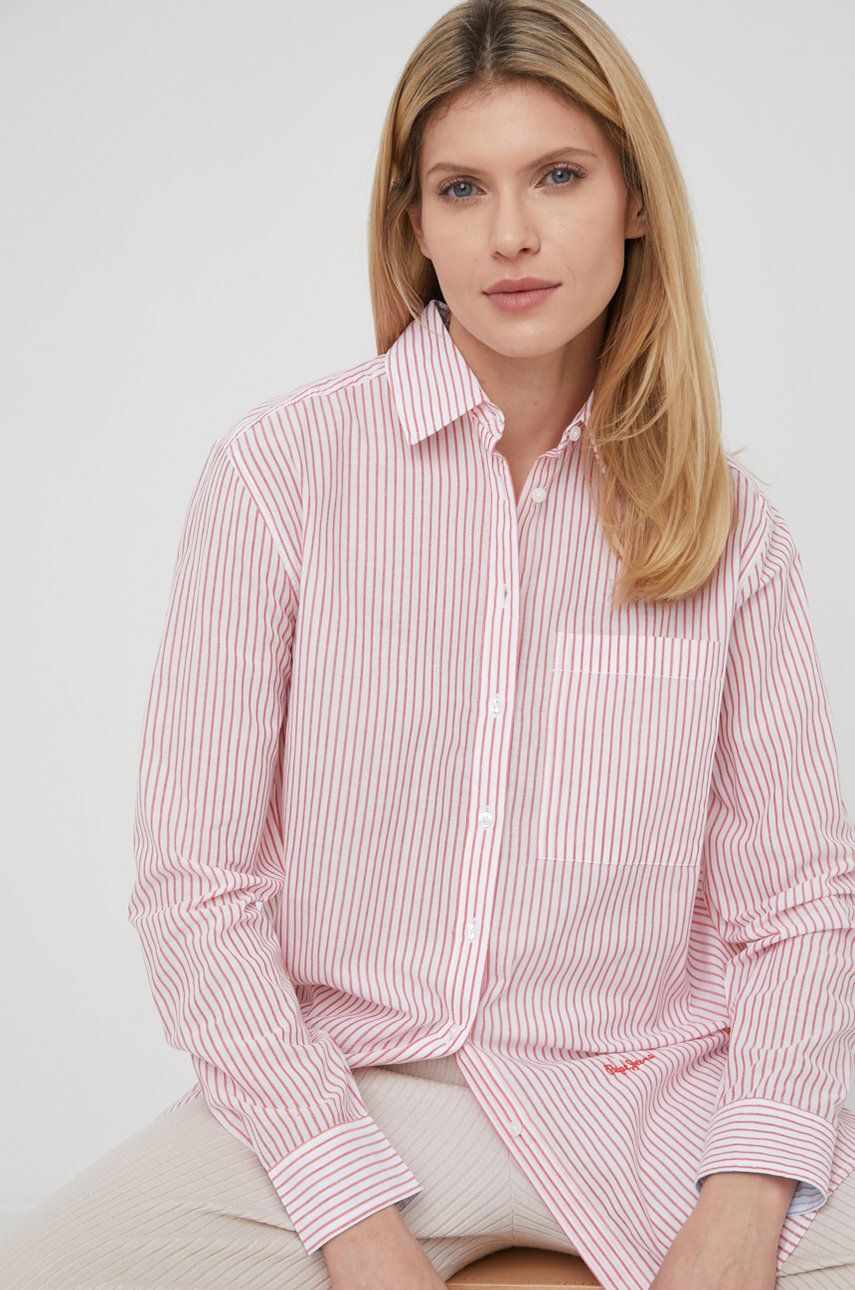 Pepe Jeans camasa din bumbac Hilary femei, culoarea rosu, cu guler clasic, regular