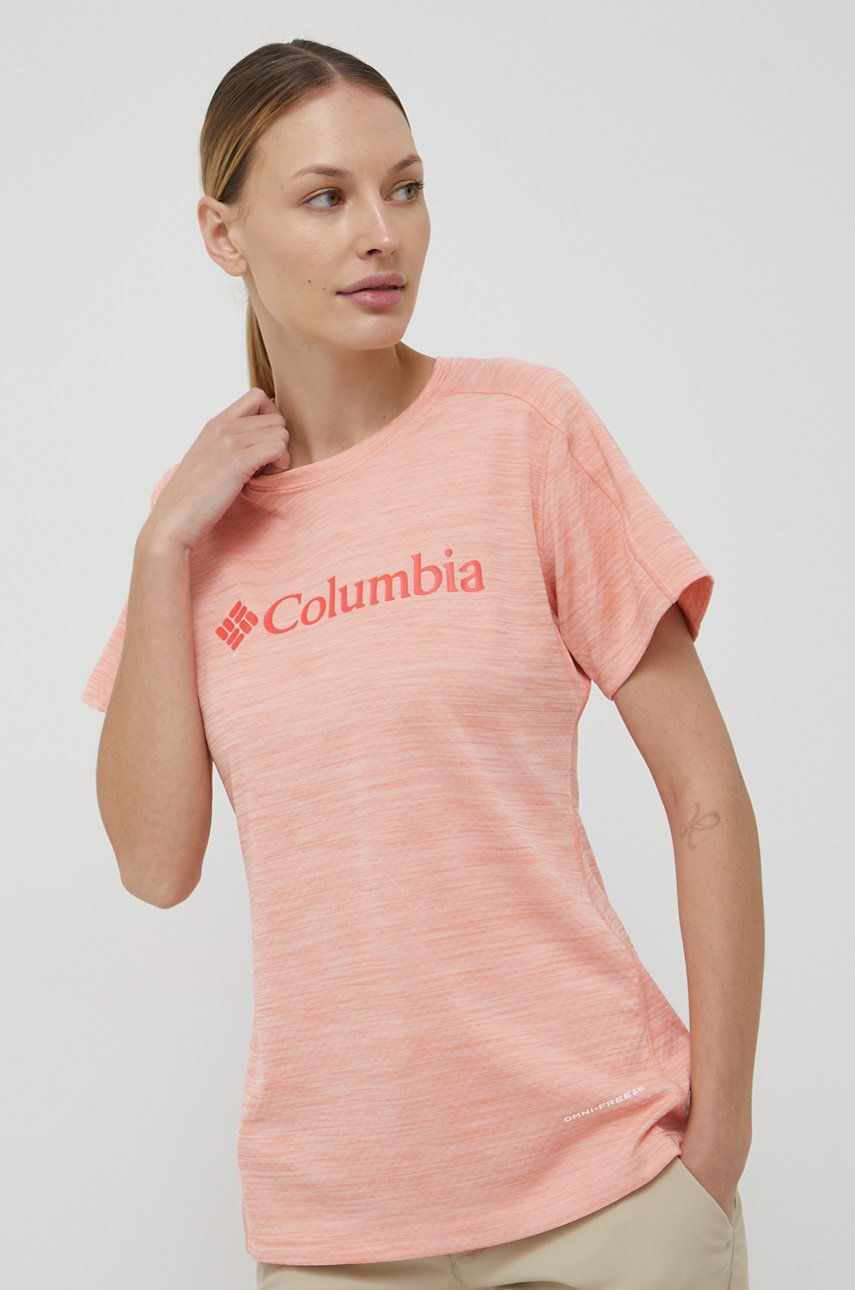 Columbia tricou sport Zero Rules Graphic culoarea portocaliu