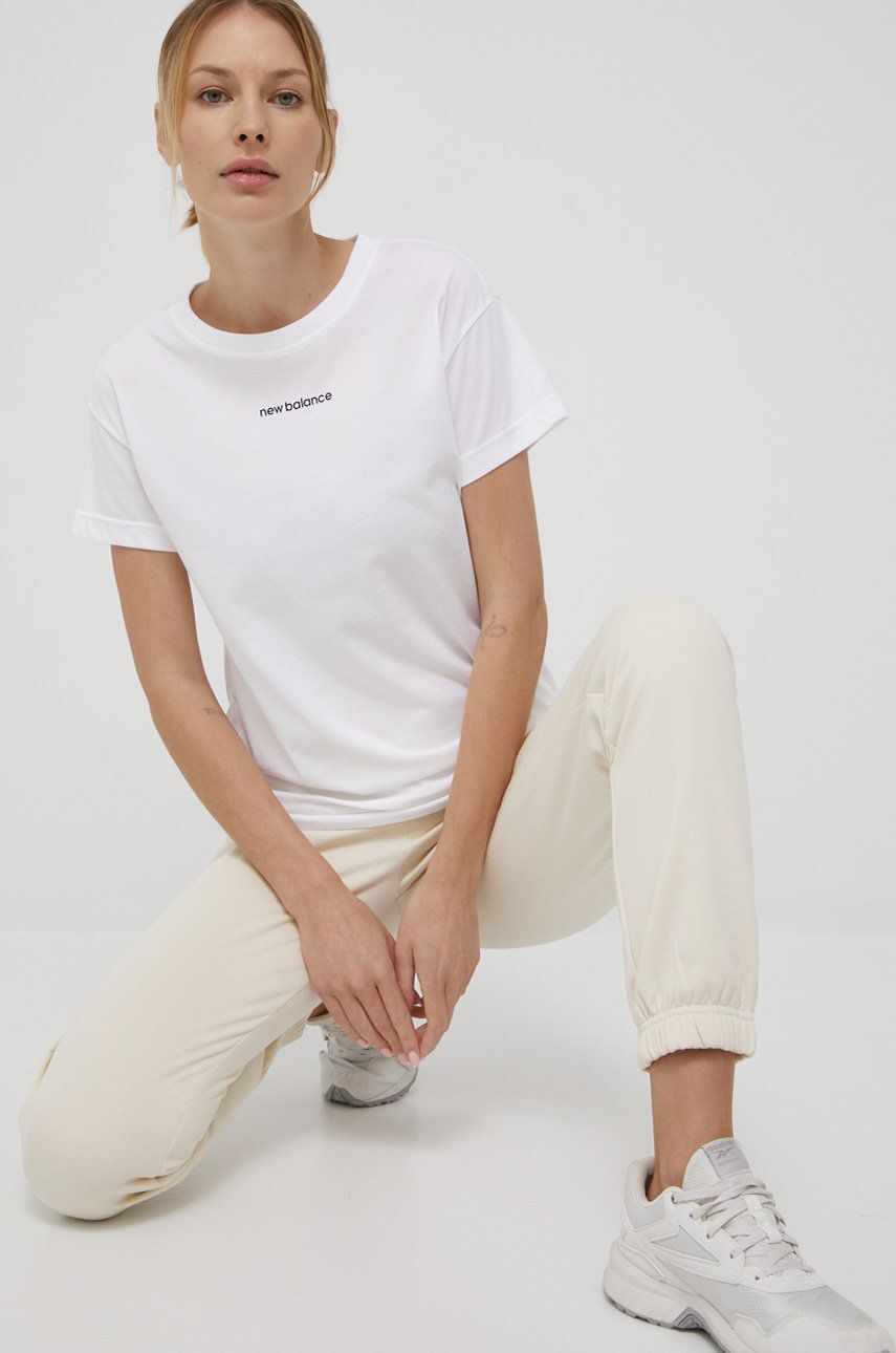 New Balance tricou de antrenament culoarea alb