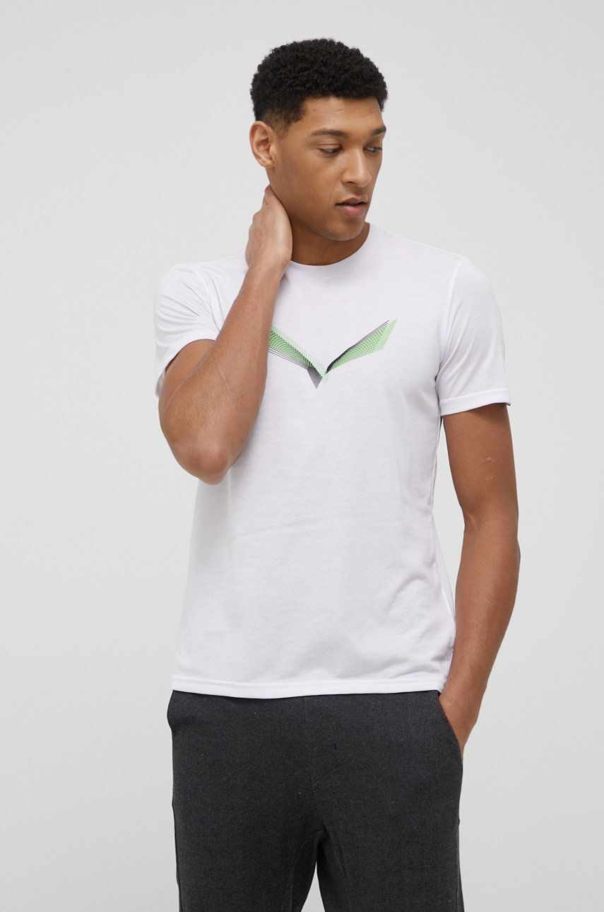 Salewa tricou sport Lines Graphic culoarea alb, cu imprimeu