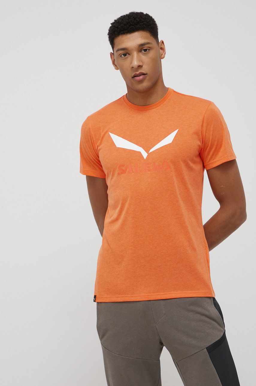 Salewa tricou sport Solidlogo culoarea portocaliu, cu imprimeu