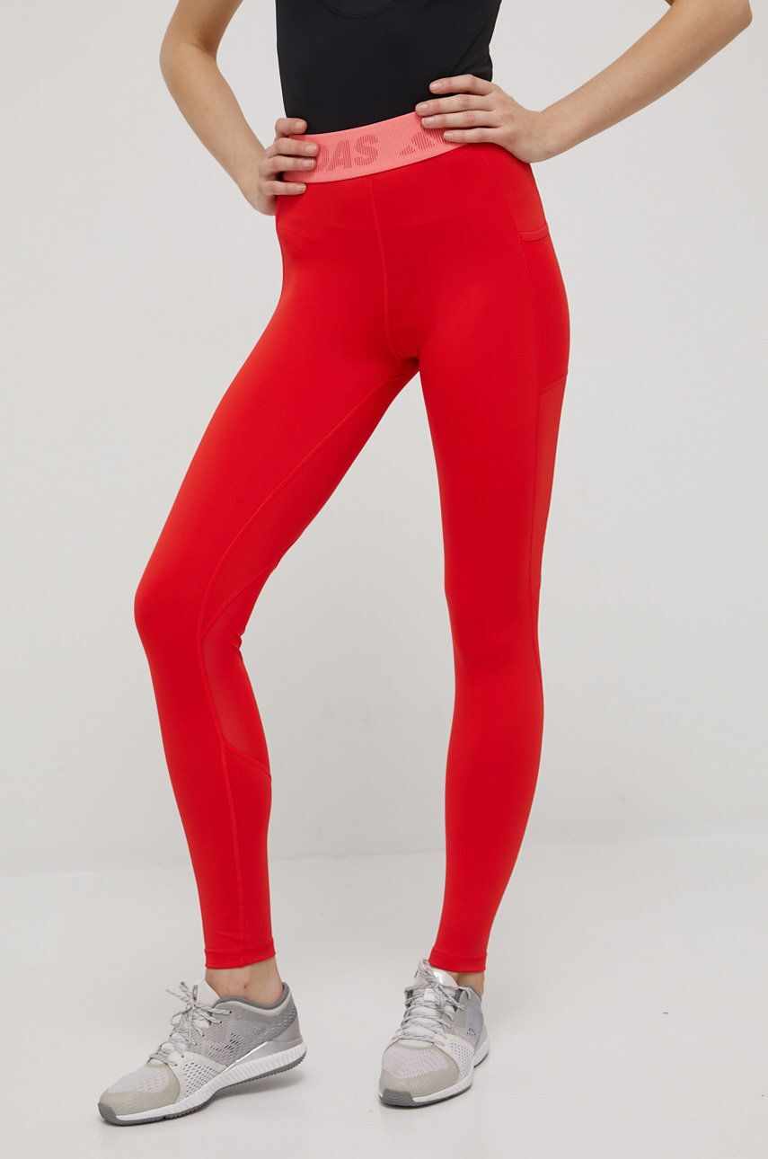 adidas Performance leggins de antrenament femei, culoarea rosu, cu imprimeu