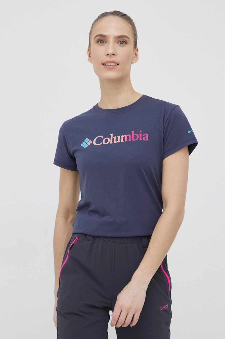 Columbia tricou sport Sun Trek Ss Graphic culoarea albastru marin