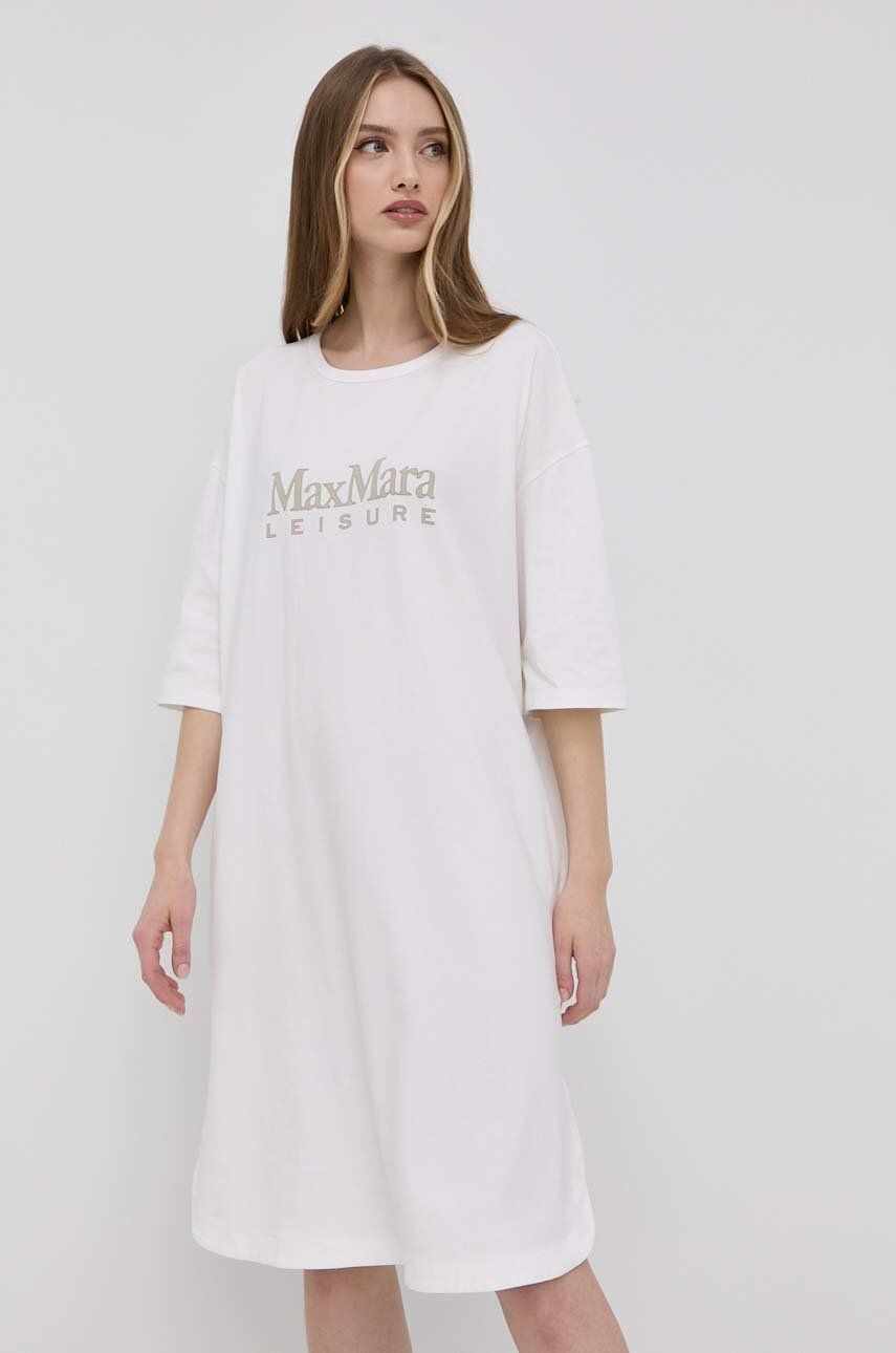 Max Mara Leisure rochie culoarea alb, mini, oversize