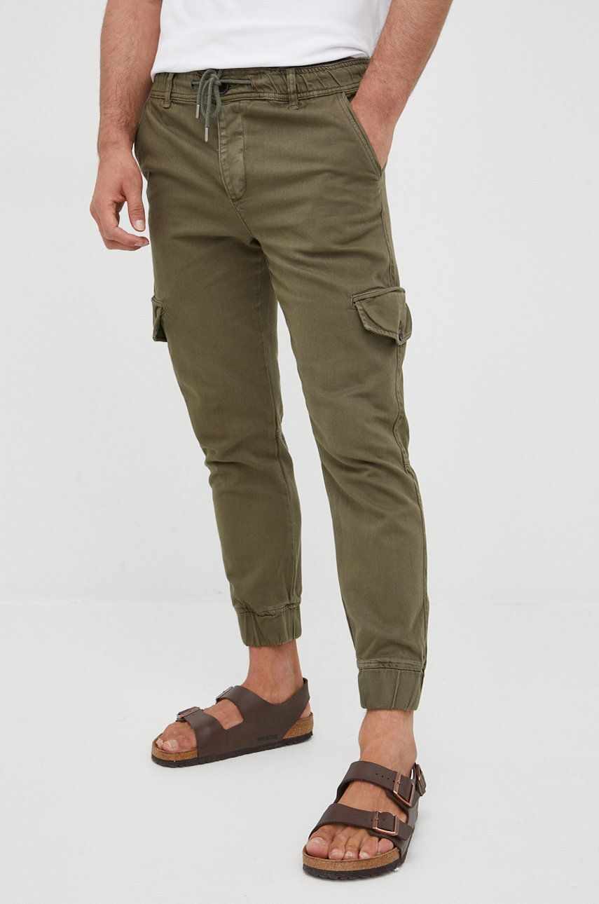Desigual pantaloni barbati, culoarea verde, jogger