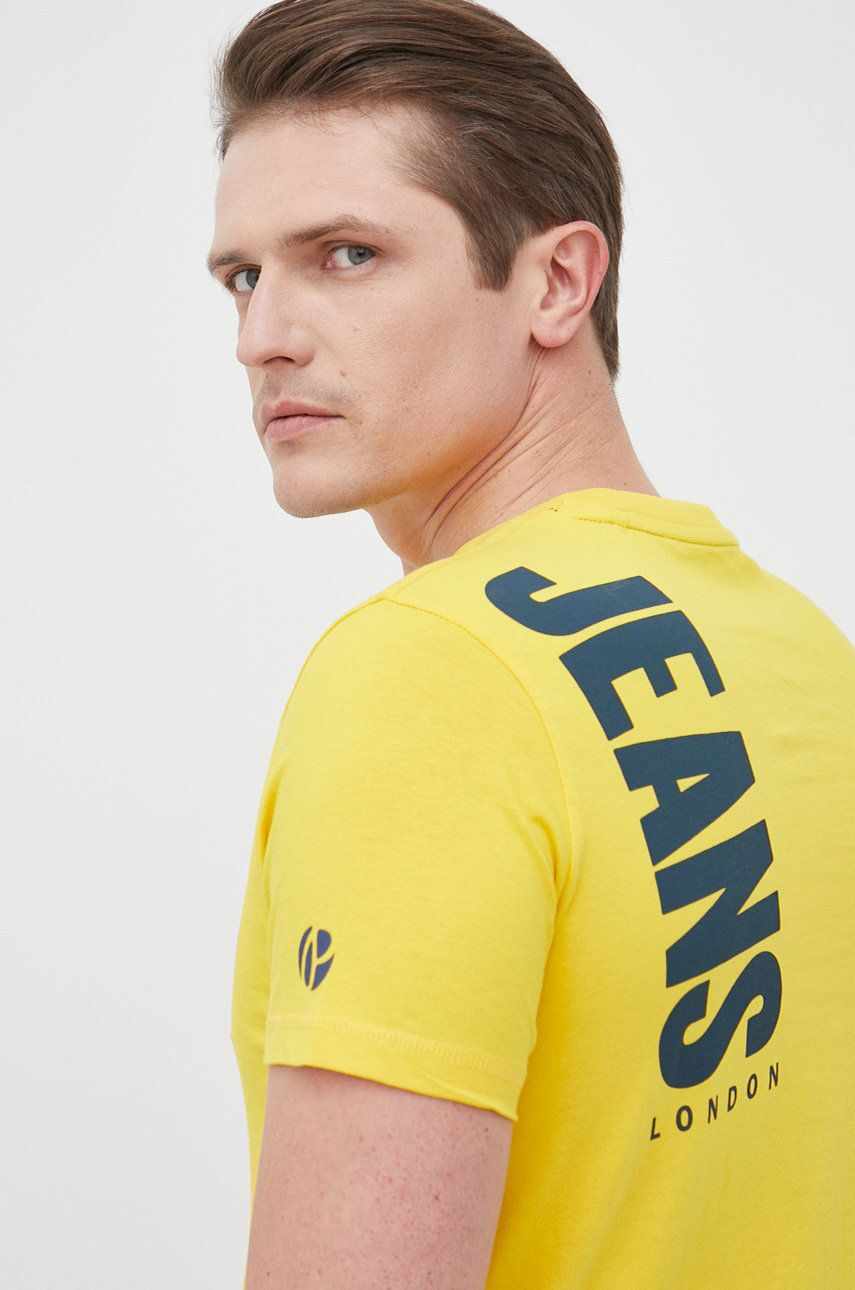 Pepe Jeans tricou din bumbac Aerol culoarea galben, cu imprimeu