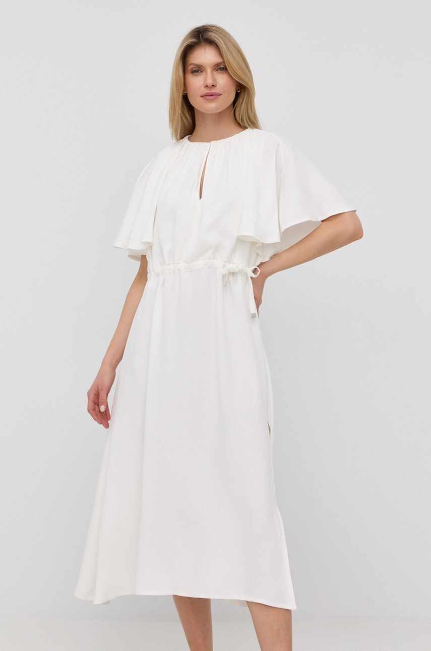 Liviana Conti rochie culoarea alb, midi, oversize