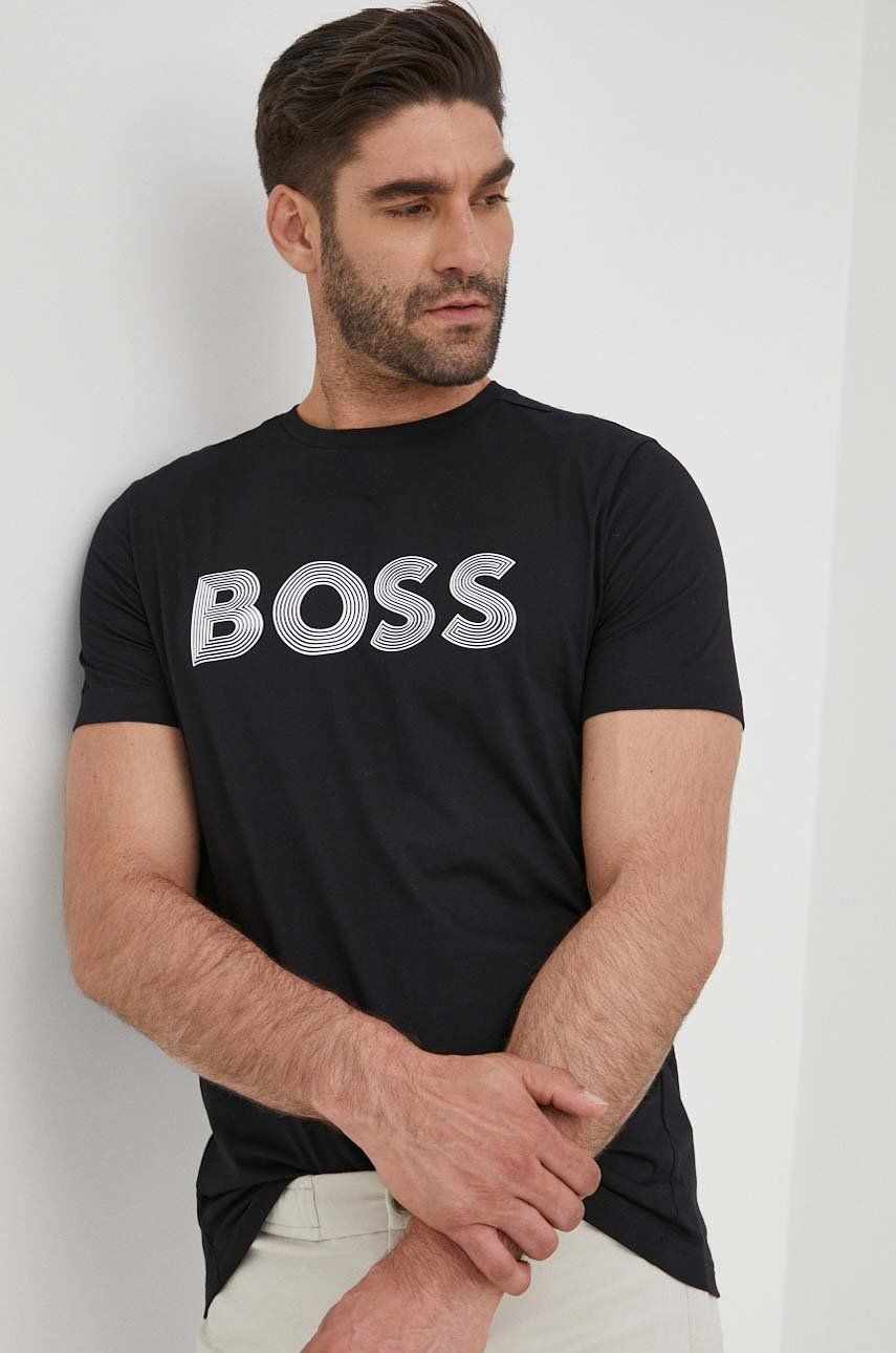 BOSS tricou din bumbac Boss Athleisure culoarea negru, cu imprimeu