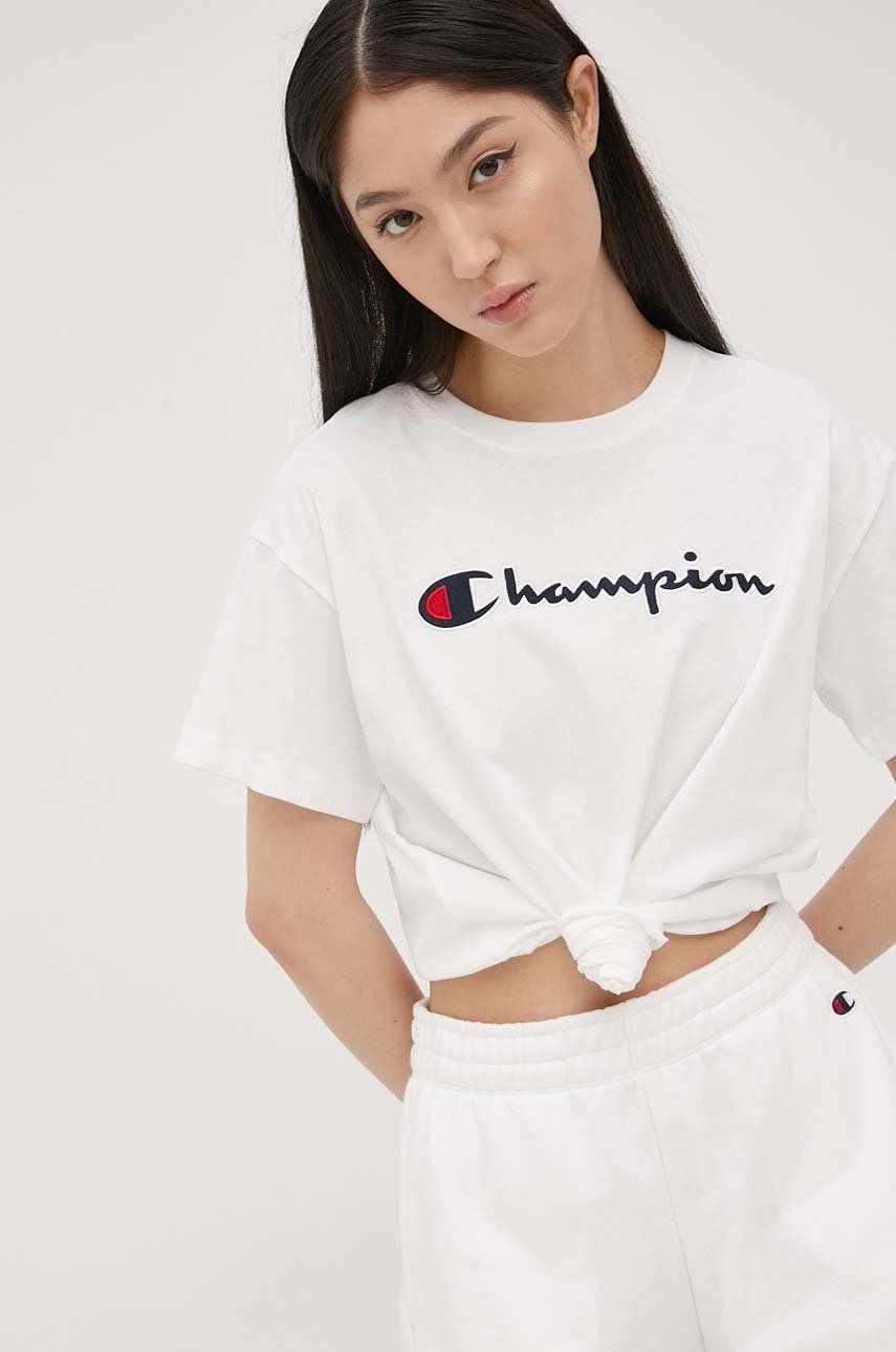 Champion tricou din bumbac culoarea alb