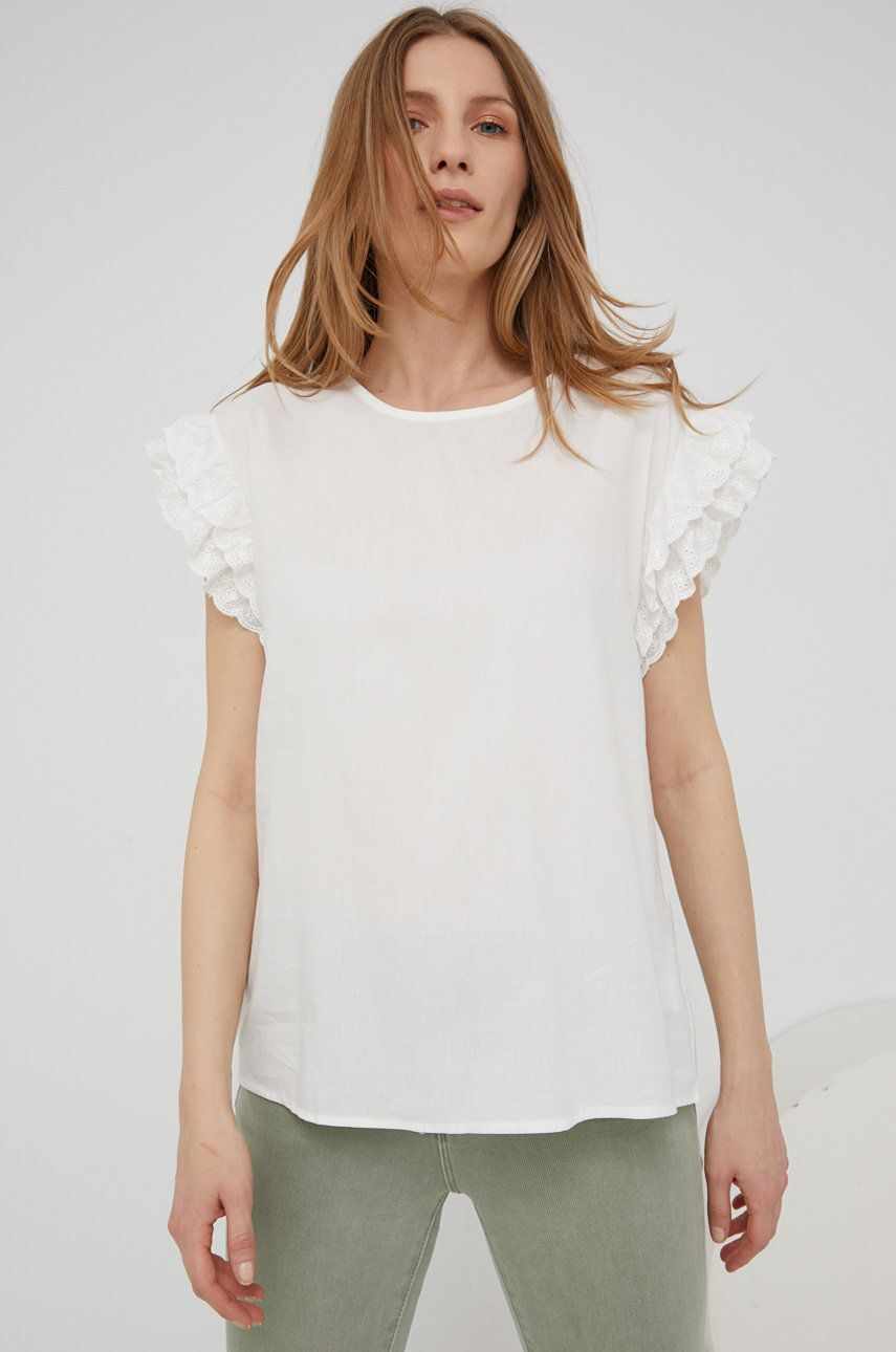 Answear Lab bluza din bumbac culoarea alb