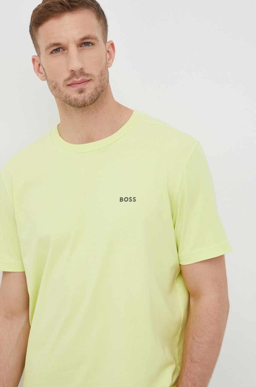 BOSS tricou Boss Athleisure barbati, culoarea verde, neted