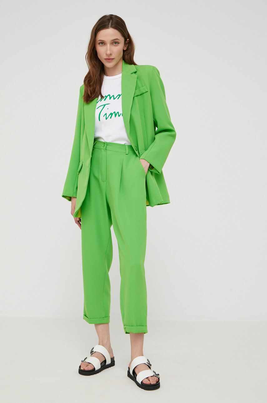 Answear Lab compleu - jacheta si pantaloni femei, culoarea verde