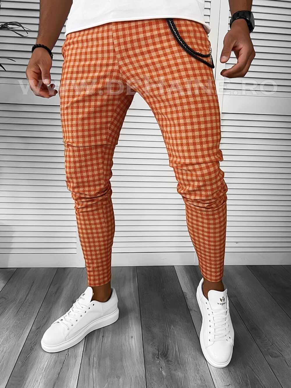 Pantaloni barbati casual regular fit carouri B1880 9-5 E F7-2