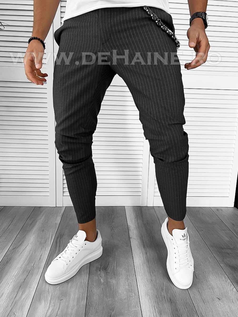 Pantaloni barbati casual regular fit gri inchis B7879 126-5 E